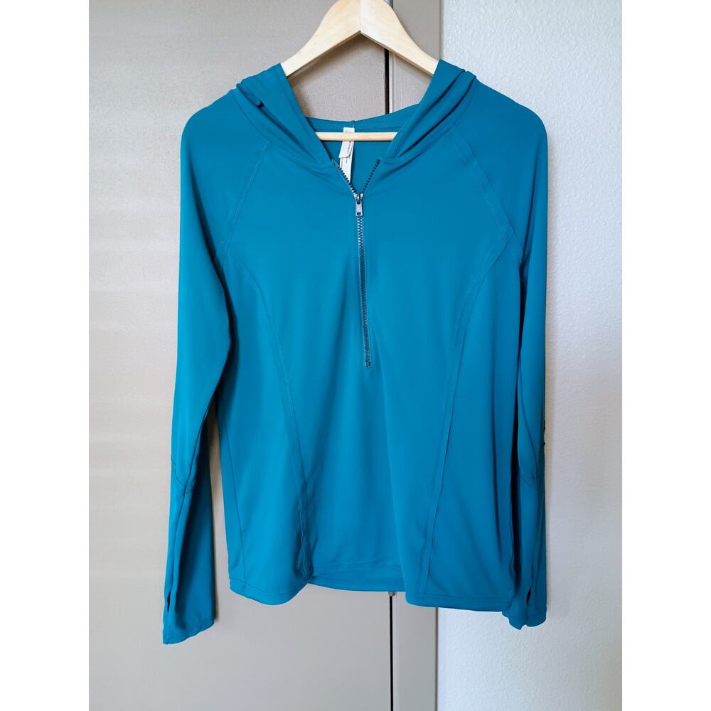 Free People Movement teal long sleeve half zip hoodie beachy coastal athleisure